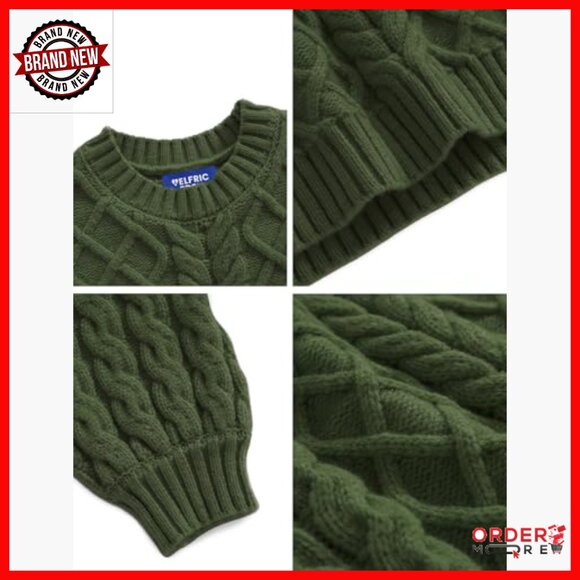 Oversized Cable Knit Chunky Sweater Lantern Sleeve Pullover - Picture 4 of 5